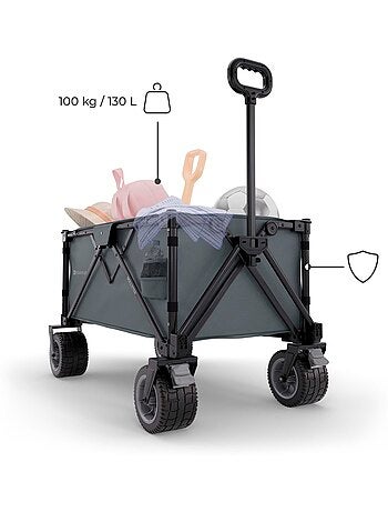 Chariot pliable Kinderkraft ROLLSTER avec capacité 130 L, roues 360° et poignée télescopique