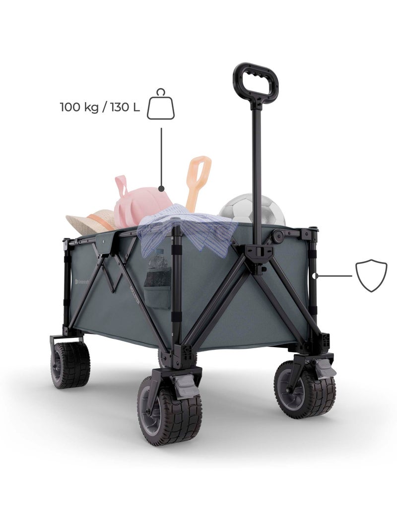Chariot pliable Kinderkraft ROLLSTER avec capacité 130 L, roues 360° et poignée télescopique Noir Gris anthracite - Kiabi