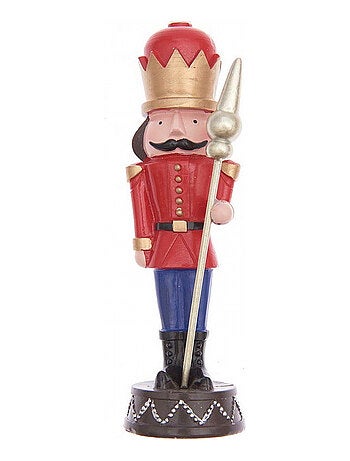 Charmante Figurine Casse-Noisette Rouge avec Bâton de 17 cm