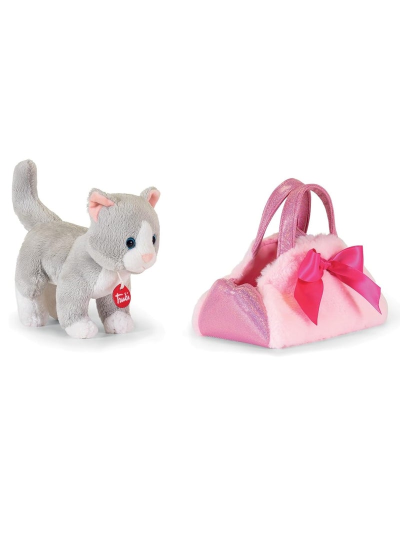 Chat en peluche dans son sac Rose - Kiabi