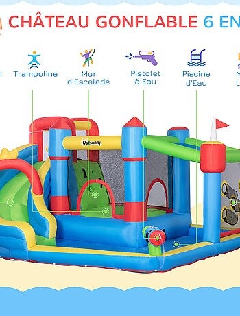 Château gonflable 3-8 ans gonfleur sac de transport 390 x 300 x 197 cm