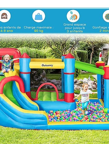 Château gonflable 3-8 ans gonfleur sac de transport 390 x 300 x 197 cm