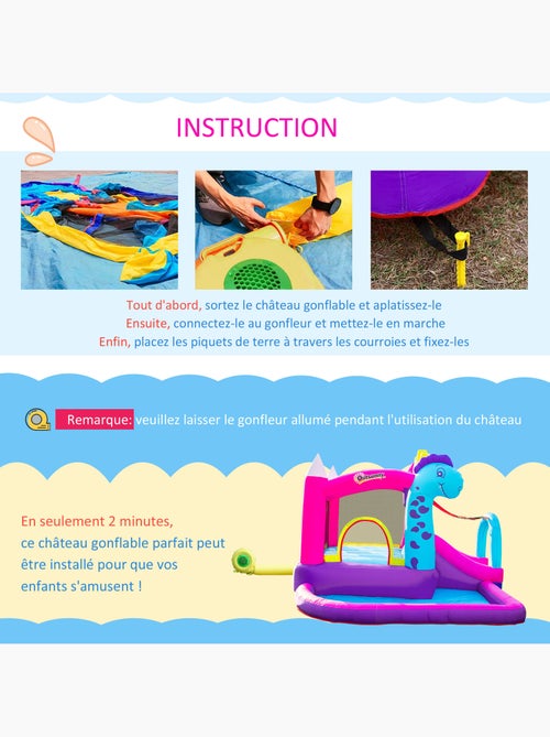 Château gonflable enfant - gonfleur, sac de transport - oxford multicolore - Kiabi
