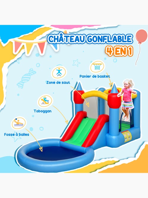 Château gonflable enfant 4 en 1 nombreux accesoires inclus - Kiabi