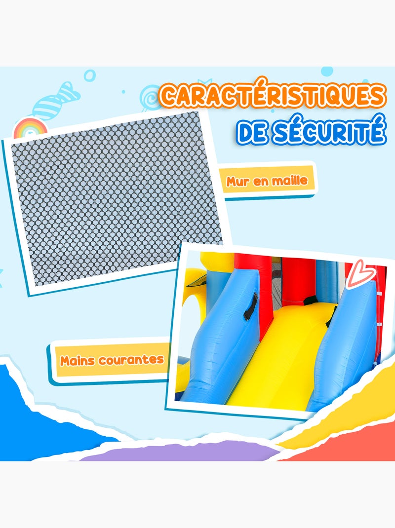 Château gonflable enfant 6 en 1 nombreux accesoires inclus Bleu Bleu - Kiabi