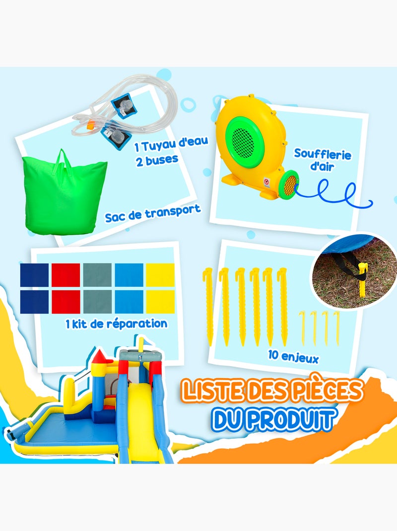 Château gonflable enfant 6 en 1 nombreux accesoires inclus Bleu Bleu - Kiabi