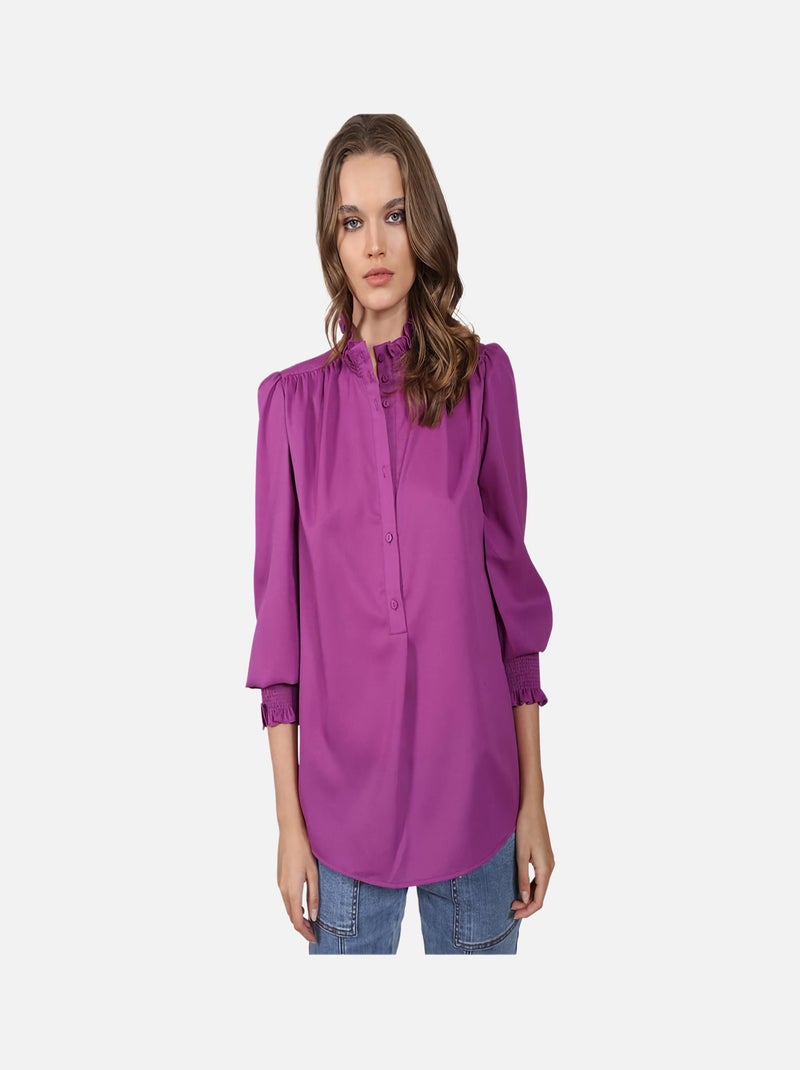 CHATTAWAK - Blouse boutonnée unie Violet - Kiabi