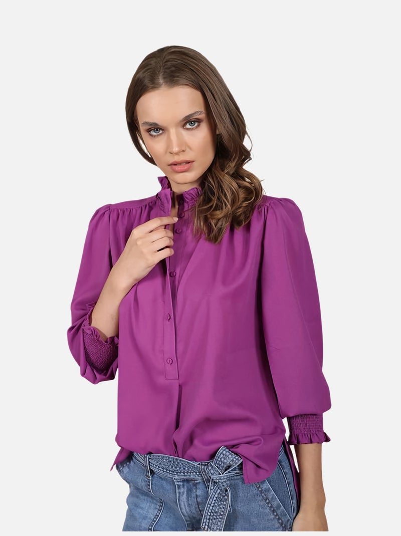 CHATTAWAK - Blouse boutonnée unie Violet - Kiabi