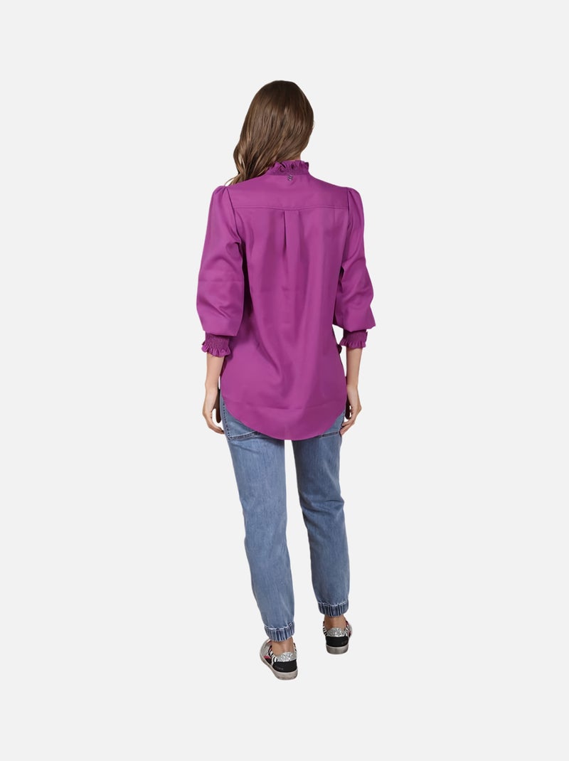 CHATTAWAK - Blouse boutonnée unie Violet - Kiabi