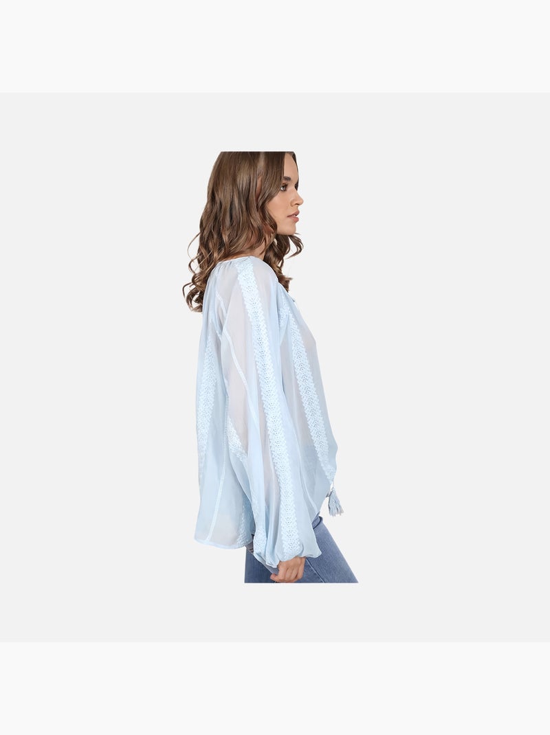 CHATTAWAK - Blouse semi-transparente Bleu - Kiabi