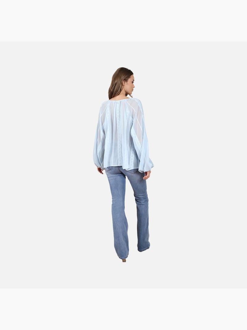 CHATTAWAK - Blouse semi-transparente Bleu - Kiabi