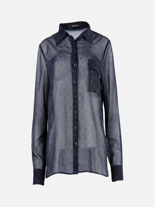 CHATTAWAK - Chemise DIXIE bleue unie coupe évasée col français - Kiabi