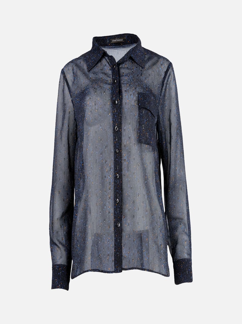 CHATTAWAK - Chemise DIXIE bleue unie coupe évasée col français Bleu - Kiabi