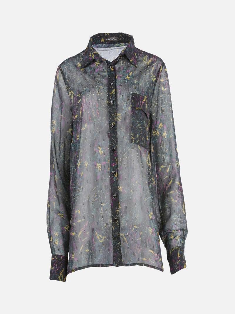 CHATTAWAK - Chemise DIXIE fantaisie coupe évasée col français Noir - Kiabi