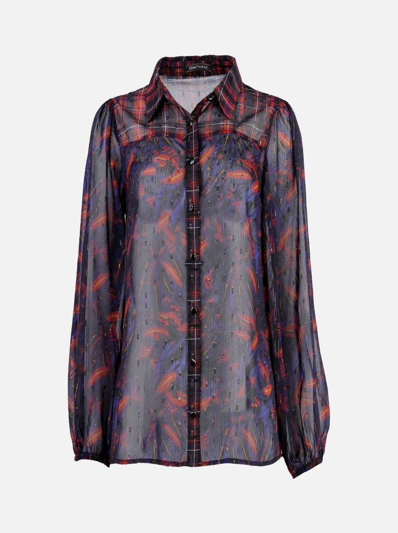 CHATTAWAK - Chemise FLORE rouge fantaisie coupe évasée col français Rouge - Kiabi