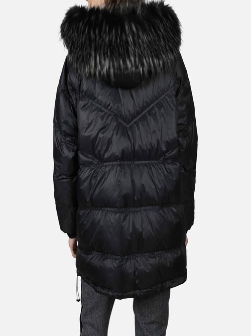 CHATTAWAK - Doudoune à capuche noire matelassée à coupe droite et à manches longues - Kiabi