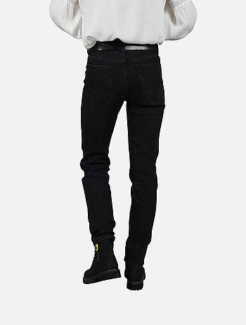 CHATTAWAK - Pantalon en coton noir effet délavé à coupe slim 4 poches