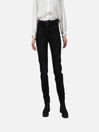 CHATTAWAK - Pantalon en coton noir effet délavé à coupe slim 4 poches