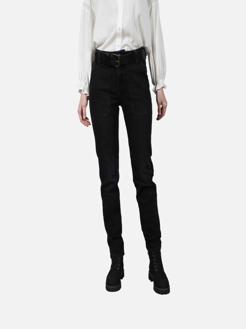CHATTAWAK - Pantalon en coton noir effet délavé à coupe slim 4 poches - Kiabi