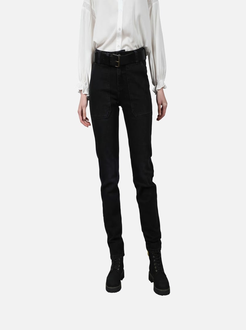 CHATTAWAK - Pantalon en coton noir effet délavé à coupe slim 4 poches Noir - Kiabi