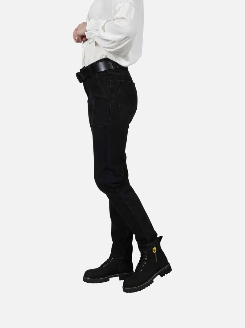 CHATTAWAK - Pantalon en coton noir effet délavé à coupe slim 4 poches Noir - Kiabi