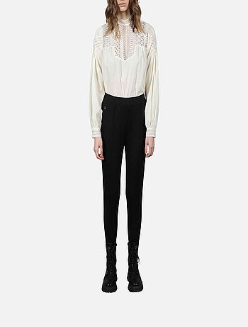 CHATTAWAK - Pantalon noir uni avec une coupe slim et taille élastiquée
