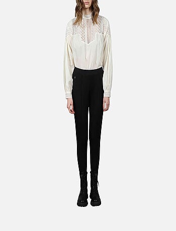 CHATTAWAK - Pantalon noir uni avec une coupe slim et taille élastiquée
