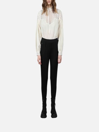 CHATTAWAK - Pantalon noir uni avec une coupe slim et taille élastiquée