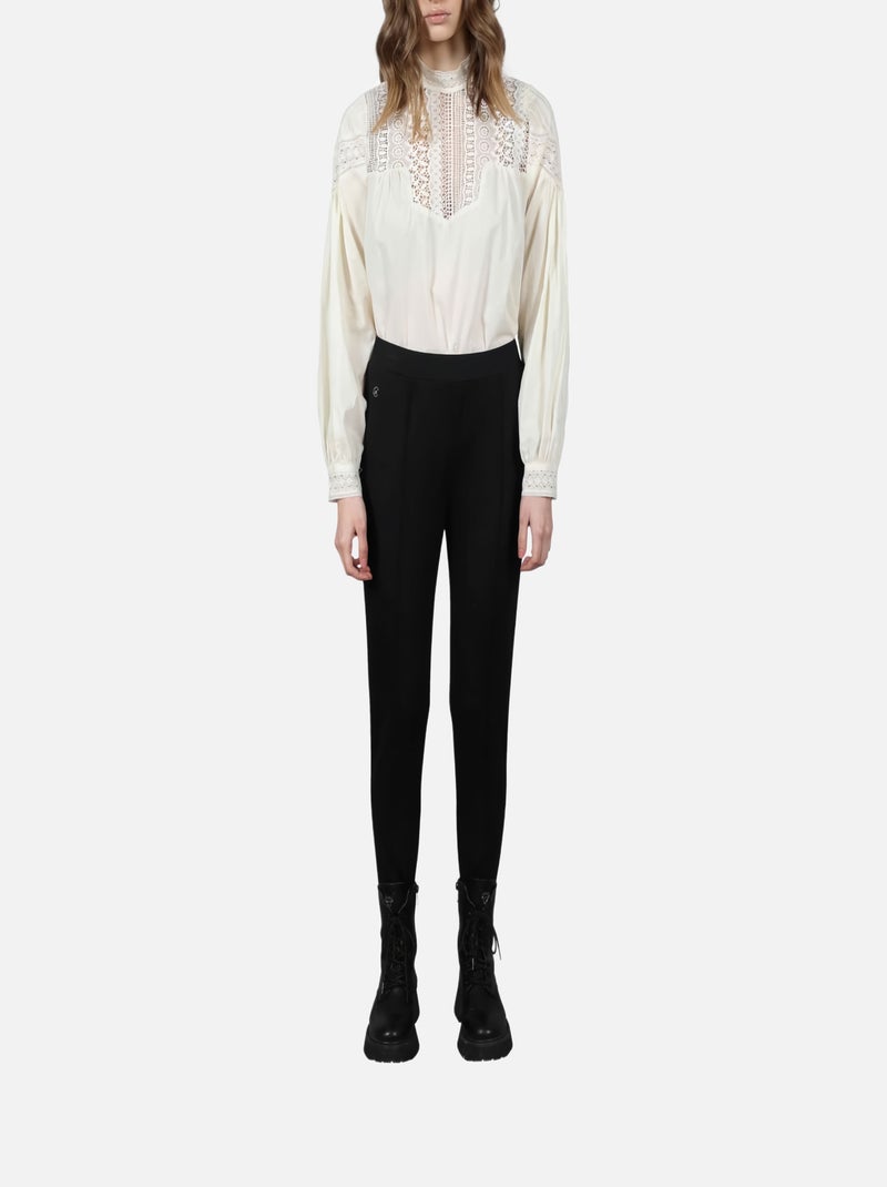CHATTAWAK - Pantalon noir uni avec une coupe slim et taille élastiquée Noir - Kiabi