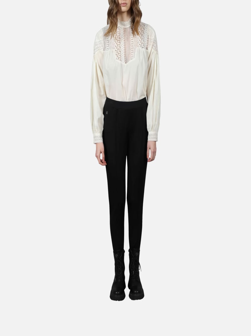 CHATTAWAK - Pantalon noir uni avec une coupe slim et taille élastiquée Noir - Kiabi