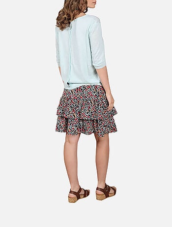 CHATTAWAK - Pull ciel uni coupe droite avec un col v large