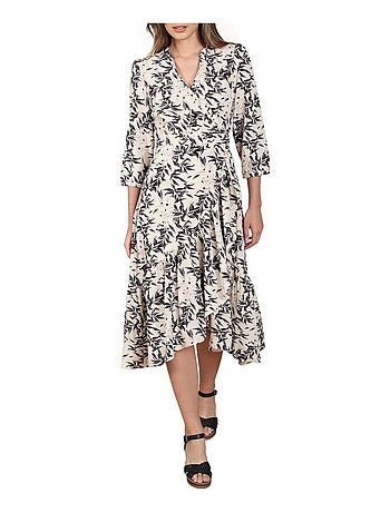 Robe Femme Chattawak 100% Polyester Blanche - Coupe évasée, Manches Courtes - Taille L - Neuf Sans étiquettes