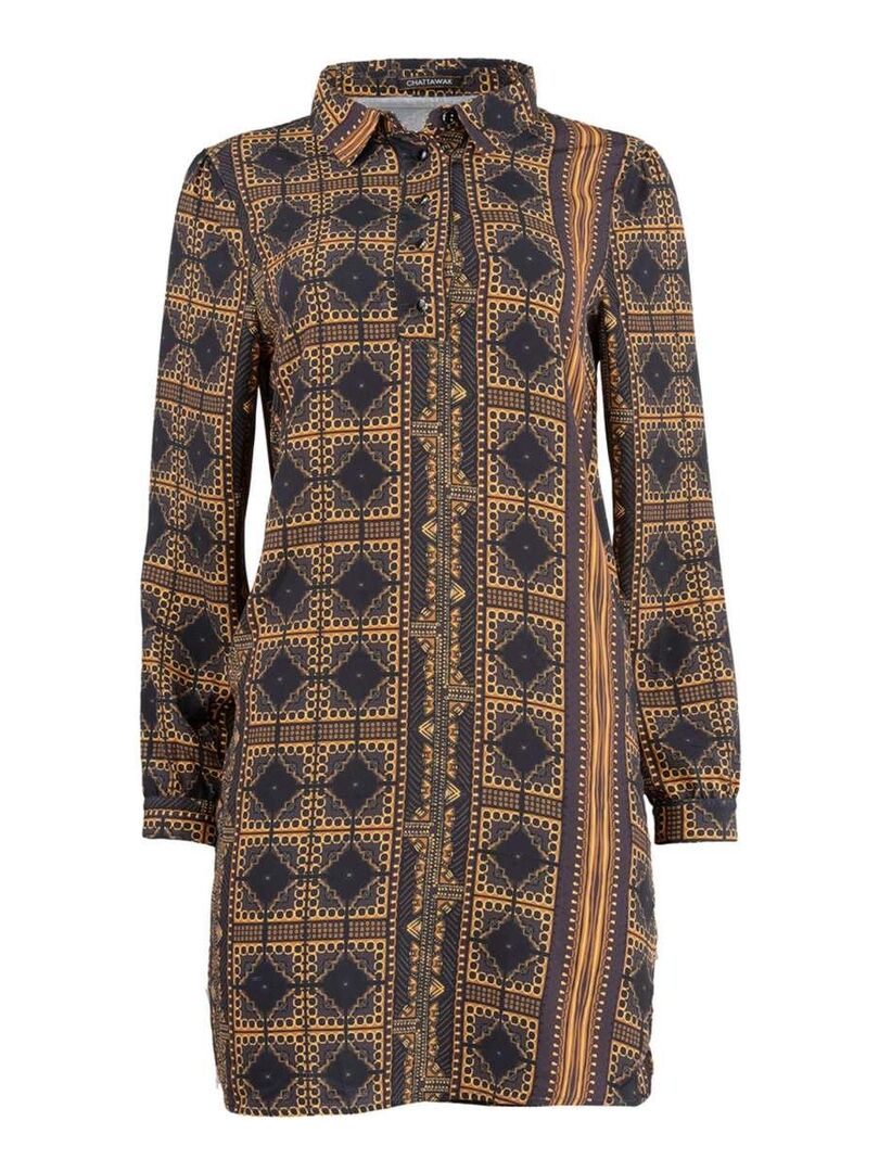 CHATTAWAK - Robe courte KYLIE LINELA Gris Marron Blanc - Kiabi