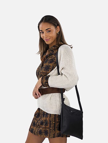 CHATTAWAK - Robe courte KYLIE LINELA marron fantaisie coupe droite col français