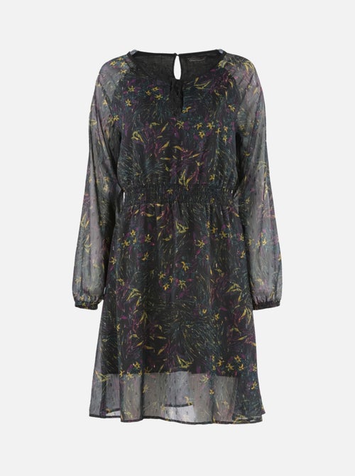 CHATTAWAK - Robe RUIZ bleue fantaisie coupe évasé col rond fendu - Kiabi