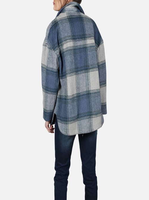 CHATTAWAK - Surchemise bleu à carreaux coupe droite col français et à manches longues - Kiabi