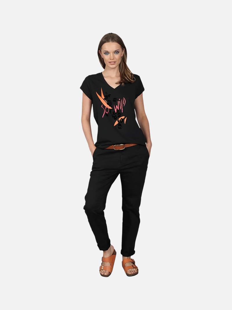 CHATTAWAK - T-shirt col v Noir - Kiabi