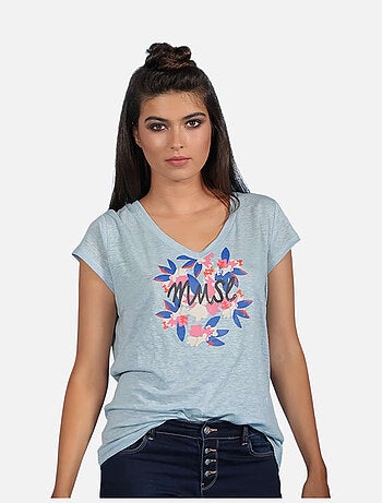 CHATTAWAK - T-shirt imprimé col v