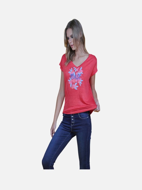 CHATTAWAK - T-shirt imprimé col v - Kiabi