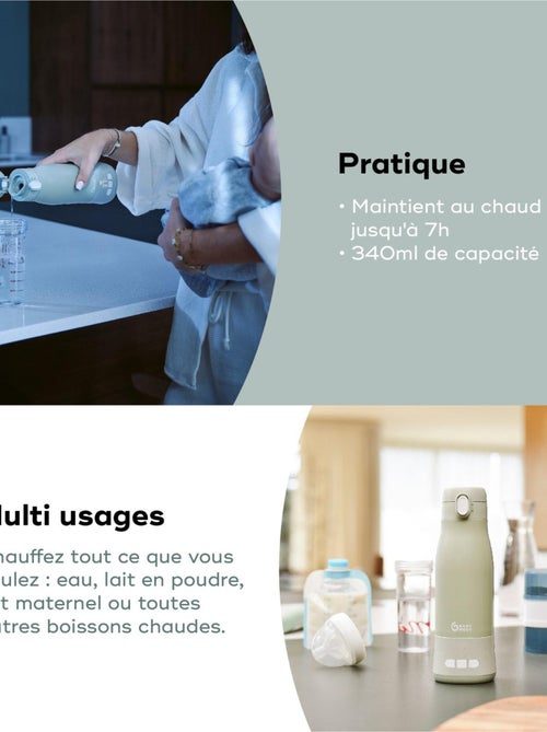 Chauffe-biberon nomade capacité 340ml et température réglable MOOV & FEED Vert - Kiabi