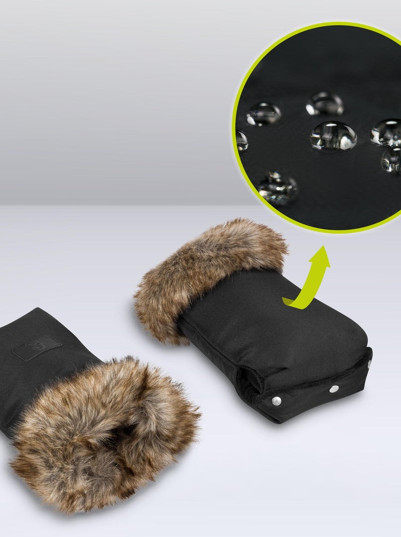 Chauffe-main poussette LIONELO - Moufle poussette - iImperméables et coupe-vent - Fourrure Noir - Kiabi