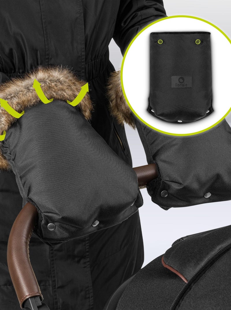 Chauffe-main poussette LIONELO - Moufle poussette - iImperméables et coupe-vent - Fourrure Noir - Kiabi