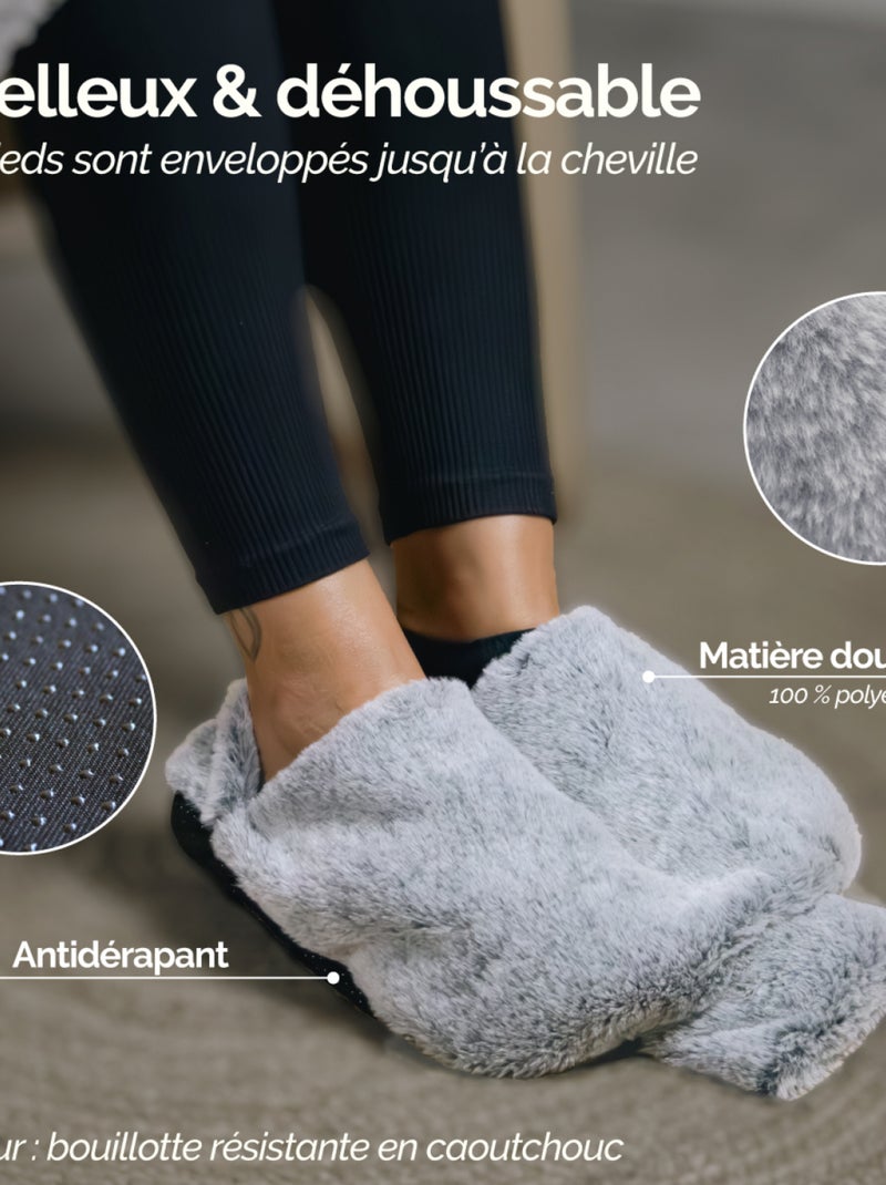 Chauffe pieds bouillotte douce 3 litres, déhoussable et antidérapant - Vivezen Gris - Kiabi