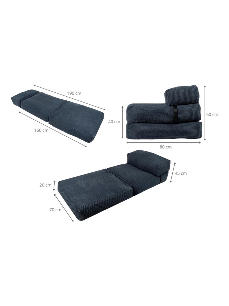 Chauffeuse déhoussable 70x190 cm bleu foncé Bleu foncé - Kiabi