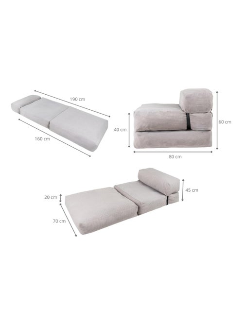 Chauffeuse déhoussable 70x190 cm gris clair - Kiabi