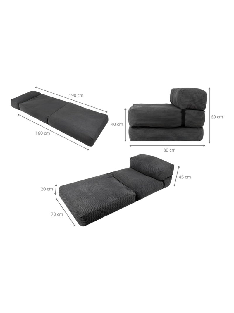 Chauffeuse déhoussable 70x190 cm gris foncé Gris foncé - Kiabi