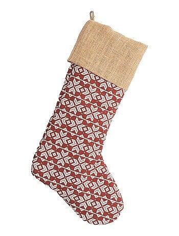 Chaussette de noël en coton recyclé et jute 'Deko&co'