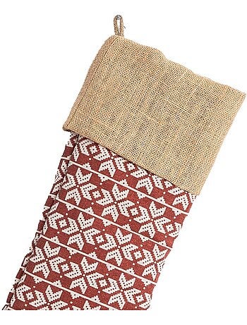 Chaussette de noël en coton recyclé et jute 'Deko&co'