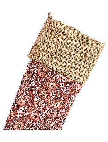 Chaussette de noël en coton recyclé et jute 'Deko&co'