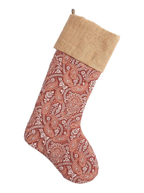 Chaussette de noël en coton recyclé et jute 'Deko&co' - Kiabi